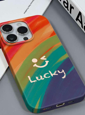 彩虹笑脸适用于苹果16/15plus小众款超薄安卓华为NOVA3小米15VIVOY15红米K60PRO三星A14包按键菲林硬壳手机壳