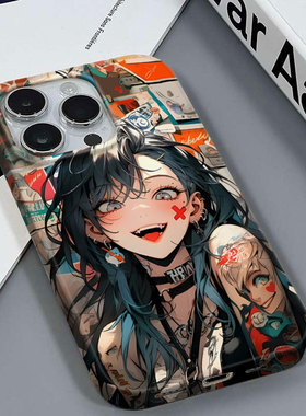 黑发女孩适用于苹果16/12/12PRO可爱清新安卓OPPOA9XIQOOU5VIVOS16E红米K70ULTRA三星A04E镜面菲林硬壳手机壳