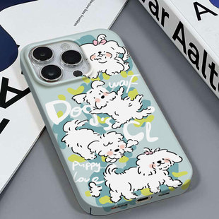 四只小狗适用于苹果16 15plus情侣韩国安卓FINDX8PRO小米15VIVOZ5i红米NOTE14三星A03CORE光面硬菲林壳手机壳