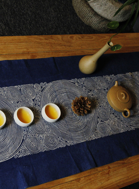 蜡染桌旗定制桌旗茶旗茶垫餐垫茶席文艺文创设计定做图为参考样品