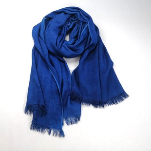 贵州蜡染围巾定制纯蓝色靛蓝板蓝根染色非遗工艺提花纹 包邮