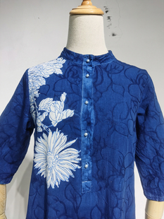 贵州蜡染服饰定制纯棉衣服蓝色蓝染植物染非遗工艺板蓝根染色 包邮