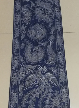 贵州丹寨苗族蜡染桌旗定制各种蜡染桌布桌旗幡布茶旗茶席杯垫定制
