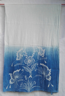 贵州丹寨蜡染围巾定制板蓝根围巾蓝染图案定做靛蓝蜡染图案定制