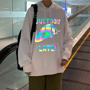 港风秋季卫衣男套头连帽休闲时尚卫衣潮流夜光上衣A074-WY35-P65,秋季咖色短裙搭配图片