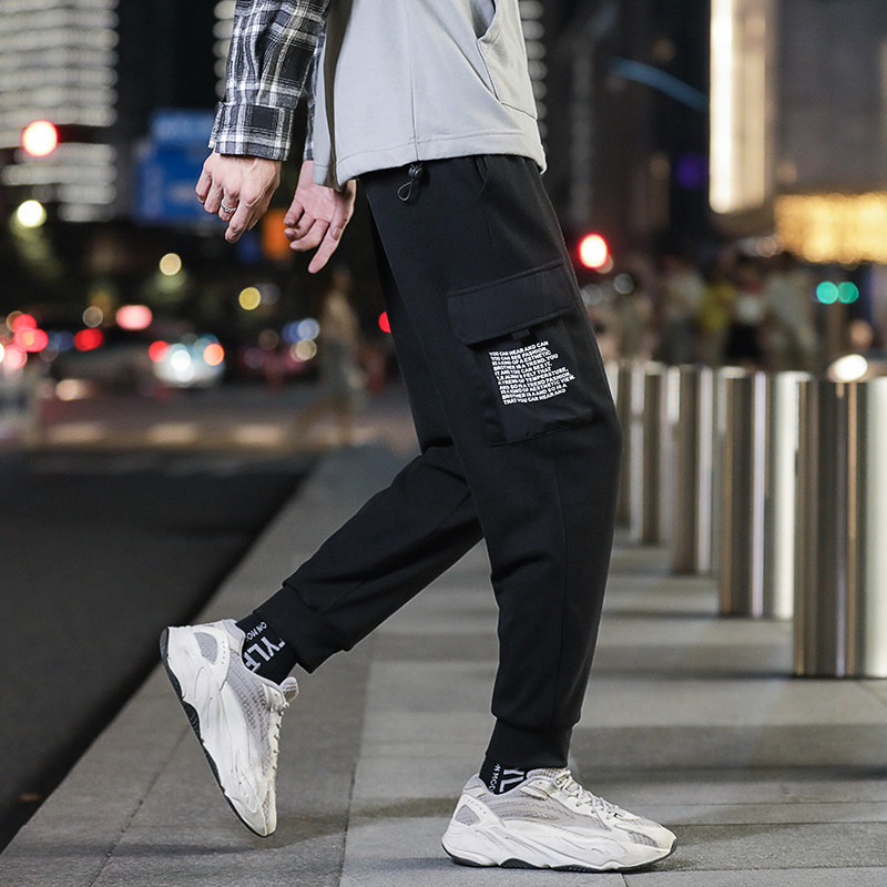 1夜景秋季裤子男双面泥料韩版时尚潮流运动卫裤男A074-K666-P50,男装休闲裤,星座210-1
