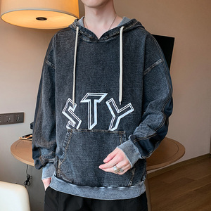 秋季卫衣男牛仔连帽休闲卫衣潮流纯棉卫衣A074-NZ927-P60图片