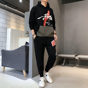 男士休闲运动套装连帽卫衣套装帅气一套搭配潮A074—TZ810-P65图片