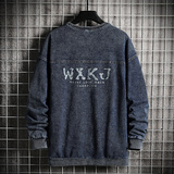 网格秋季卫衣男牛仔卫衣潮流时尚长袖圆领A074-NZ925-P55，男装卫衣，星座210-1