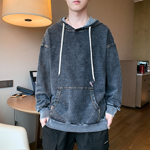3秋季纯棉牛仔卫衣男 青少年潮流时尚休闲连帽卫衣A074-NZ928-P60图片