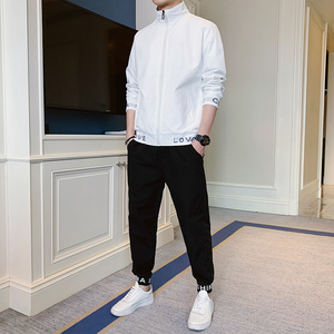 休闲运动套装男士秋季套装开衫宽松2021新款男装韩版A074-TZ7105图片