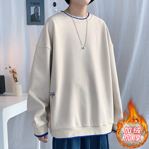 秋冬加绒加厚卫衣男百搭印花长袖上衣-W935-P38图片