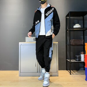 套装男士秋季韩版潮流卫衣初秋款痞帅工装夹克外套TZ808-P85图片