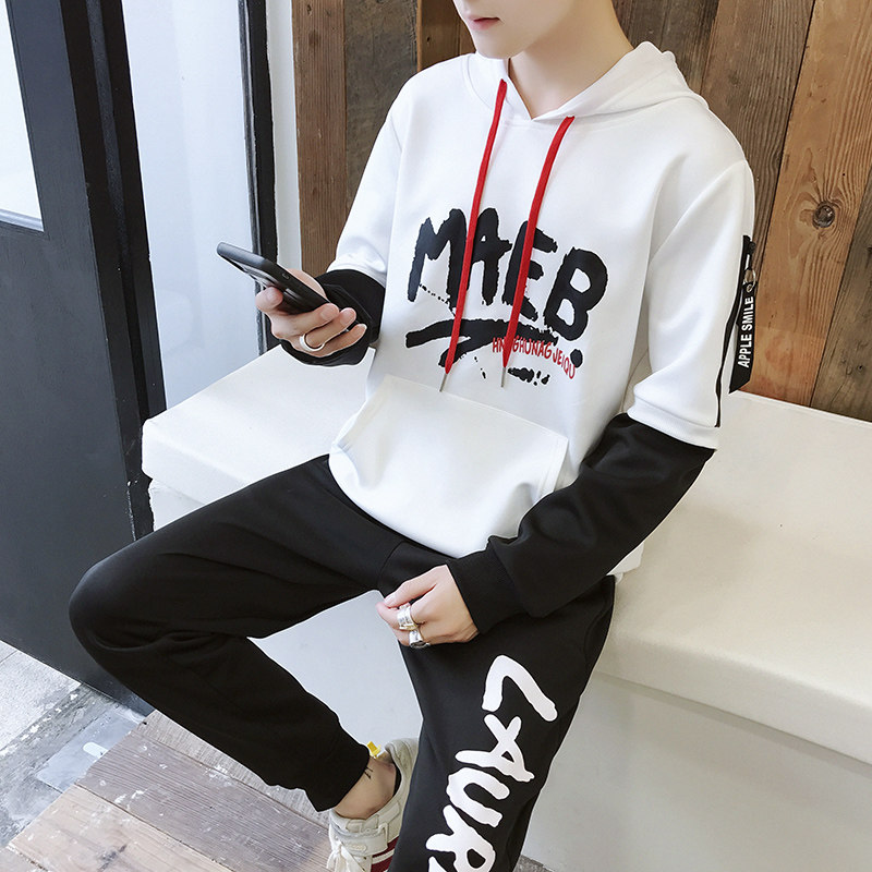 春秋季男士卫衣套装青少年帅气两件套休闲运动服装潮TZ60-P60,男装卫衣,星座210-1