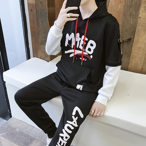 春秋季男士卫衣套装青少年帅气两件套休闲运动服装潮TZ60-P60图片