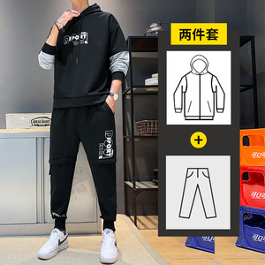 秋季假两件卫衣套装男假两件卫裤长裤男A074-TZ825图片