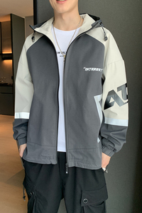 A074-A1253-P75高品质夹克男青少年潮流休闲夹克连帽休闲外套图片