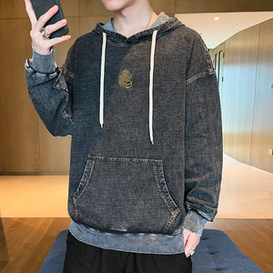 牛仔蓝秋季卫衣男牛仔卫衣时尚休闲卫衣A074-NZ923-P60图片