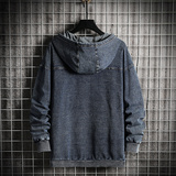 网格纯棉牛仔卫衣男青少年潮流时尚休闲连帽卫衣A074-NZ928-P60，男装卫衣，星座210-1