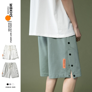 绿色夏季排扣短裤五分裤男潮流时尚短裤A210-K193-P32图片