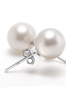 纯S925银耳钉白色贝珍珠耳坠款日韩国版耳环女简约清新耳饰新2019