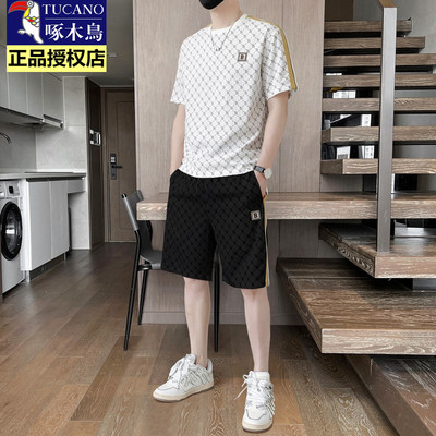 啄木鸟青年短袖夏季两件套