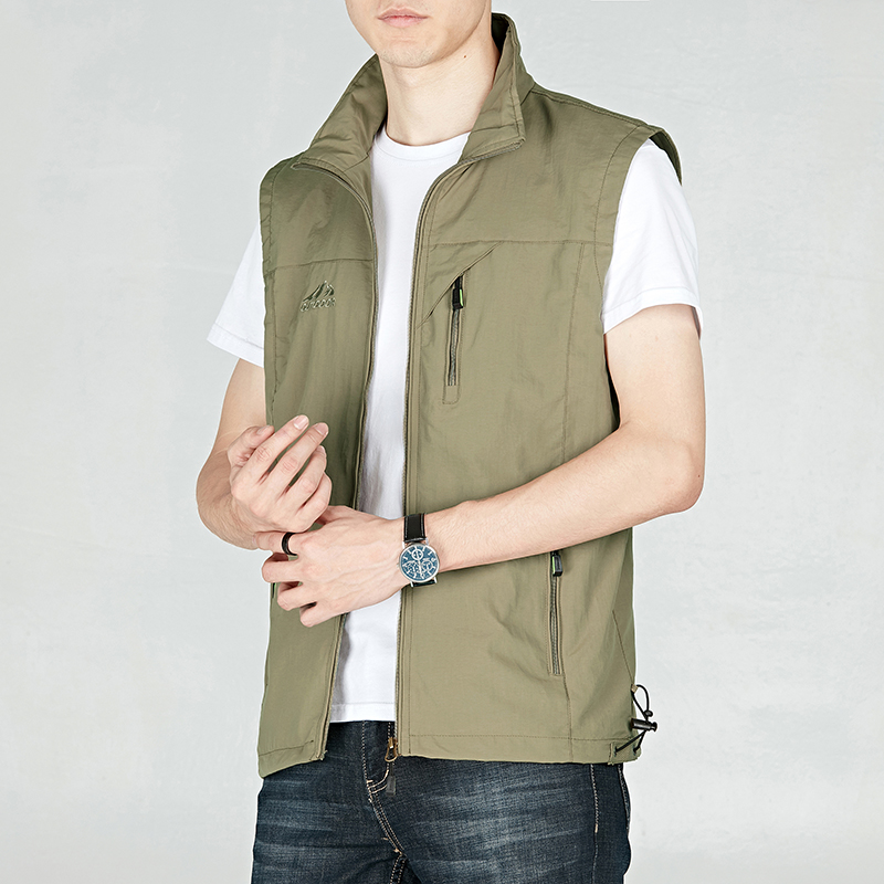 马甲男士速干网眼户外马夹多口袋钓鱼摄影背心青年休闲薄款坎肩潮