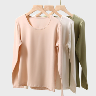 内搭 打底内衣打底衫 新疆棉保暖上衣女单件秋衣小圆领全棉薄款 修身