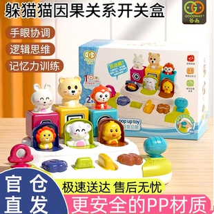 谷雨躲猫猫因果关系宝宝益智玩具1-3岁弹出式开关盒儿童新年礼物