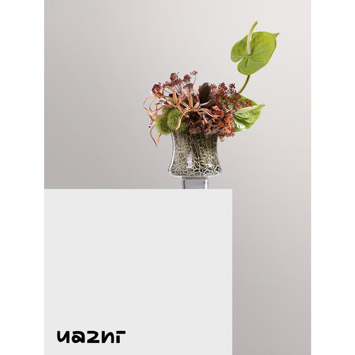 中古裂纹玻璃花瓶插花胜春