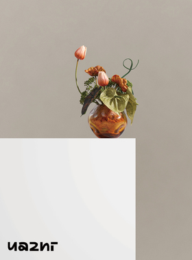 花小只 现代轻奢橙色系商业小花赪霞 洽谈区酒店民宿会所装饰摆件