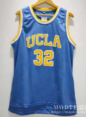 32号比尔沃顿球衣UCLA复古刺绣速干圆领篮球服蓝色运动训练背心男