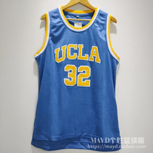 32号比尔沃顿球衣UCLA复古刺绣速干圆领篮球服蓝色运动训练背心男