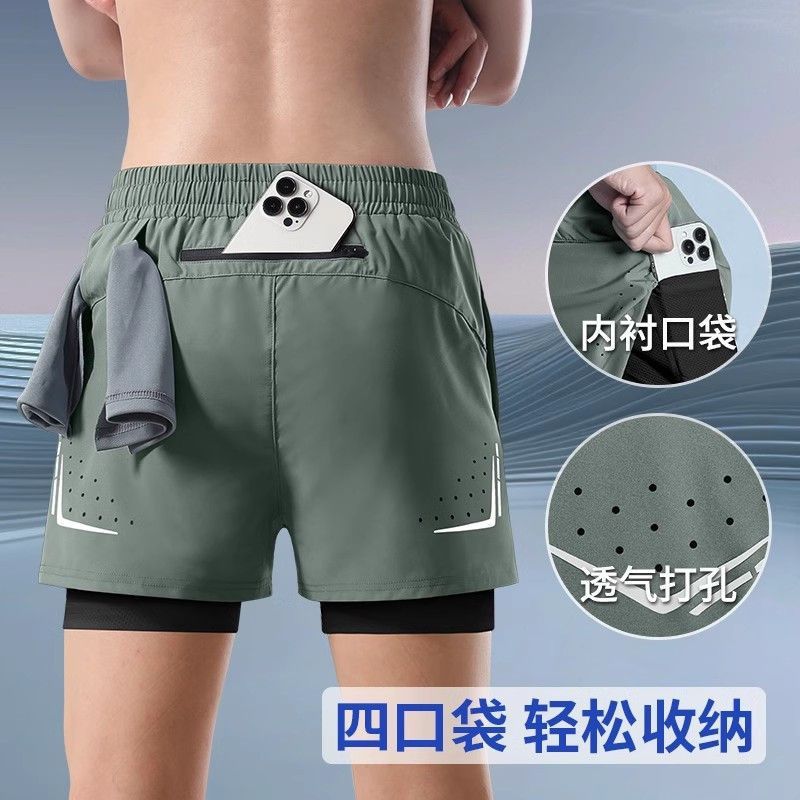 跑步短裤男可放手机运动夏季专用专业田径训练速干三分裤内衬裤子