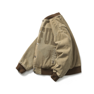 原B429山一商店-234MY07228美式字母咖色牛仔棒球棉服P185-K268图片