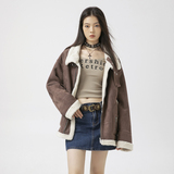 原B429山一商店-234MY00118经典斜门襟结构皮毛一体外套P200-K278，女装短外套，电商S003