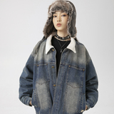 原B429山一商店-234MY09198羊羔毛领牛仔水洗棉服P200-K288，男装棉衣，电商S003