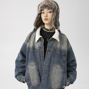 原B429山一商店-234MY09198羊羔毛领牛仔水洗棉服P200-K288图片