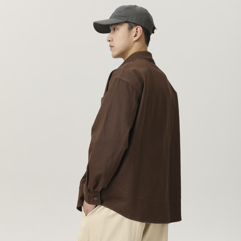 山一商店243CS09172磨毛斜纹弧形拼接工装衬衫P95K128秋季,男装衬衫,电商S003