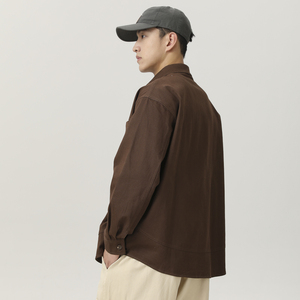 山一商店 243CS09172 磨毛斜纹弧形拼接工装衬衫P95 K128秋季图片