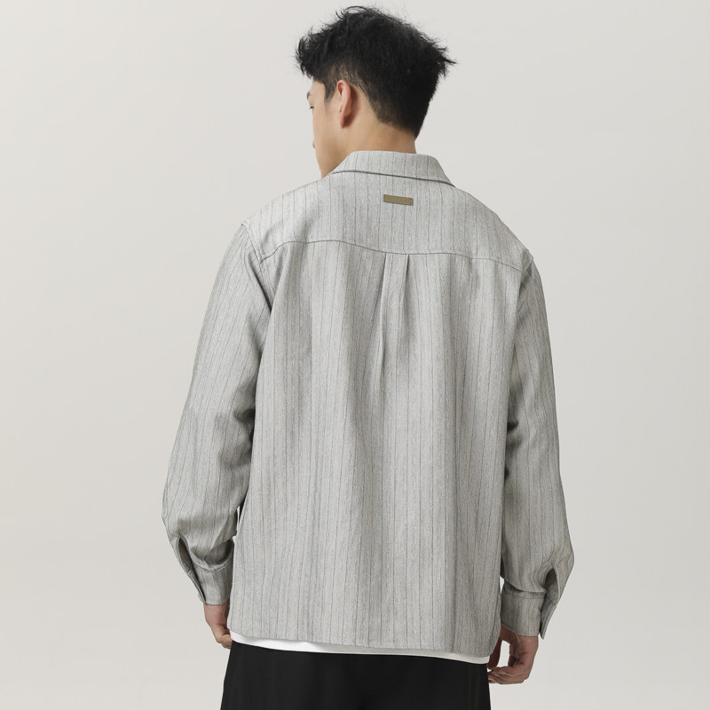 NR-243CS07170高克重人字竖条纹垂感衬衫P95-K128秋季新,男装衬衫,电商S003