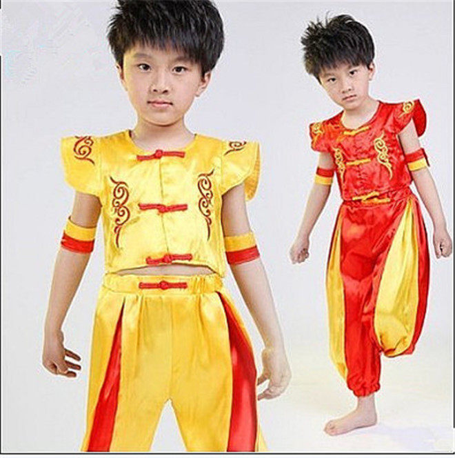 儿童武术服练功服青少年武馆训练服民族风打鼓表演服腰鼓比赛服装
