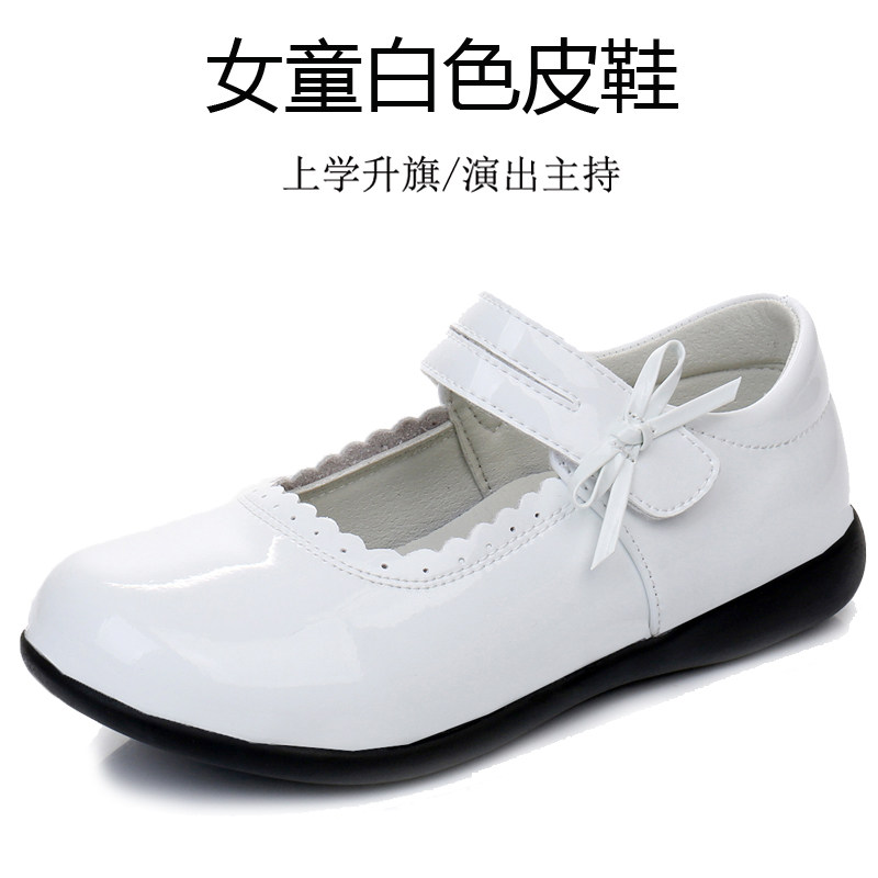 女童白色皮鞋演出鞋软底英伦公主儿童小学生花童鞋女孩礼服表演鞋