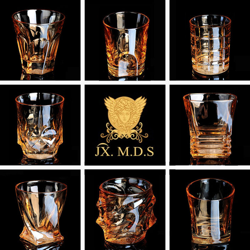 波西米亚风格美杜莎欧式水晶玻璃威士忌杯洋酒杯水杯电镀金烈酒杯