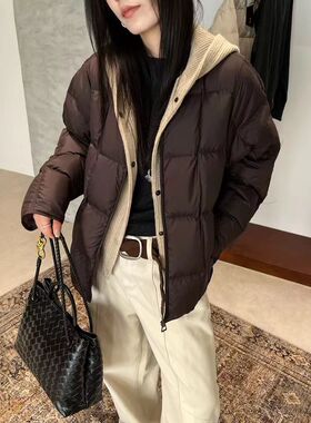 韩系简约纯色连帽羽绒服女2025年新款宽松显瘦百搭保暖外套上衣潮