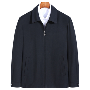 中老年秋冬厚款加大码男士夹克外套肥佬宽松行政翻领爸爸商务茄克