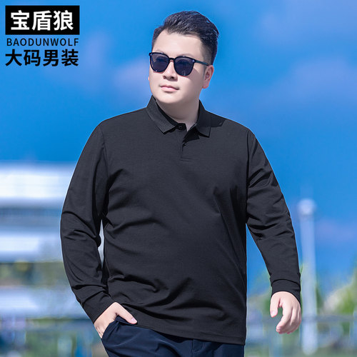 简约纯色百搭polo衫男加肥加大