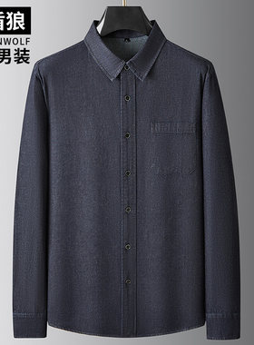 胖子宽松大码牛仔外套长袖衬衫