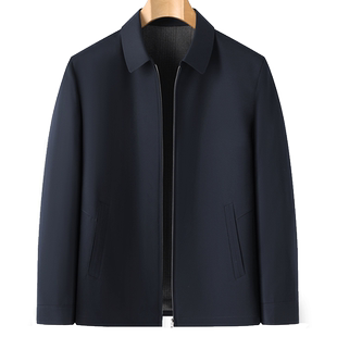 秋季新款加大码翻领夹克男商务休闲外套特大号肥佬宽松行政风上衣