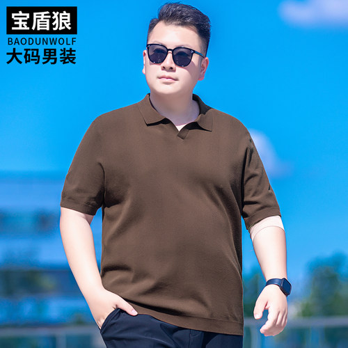 胖子宽松简约短袖毛衣打底衫